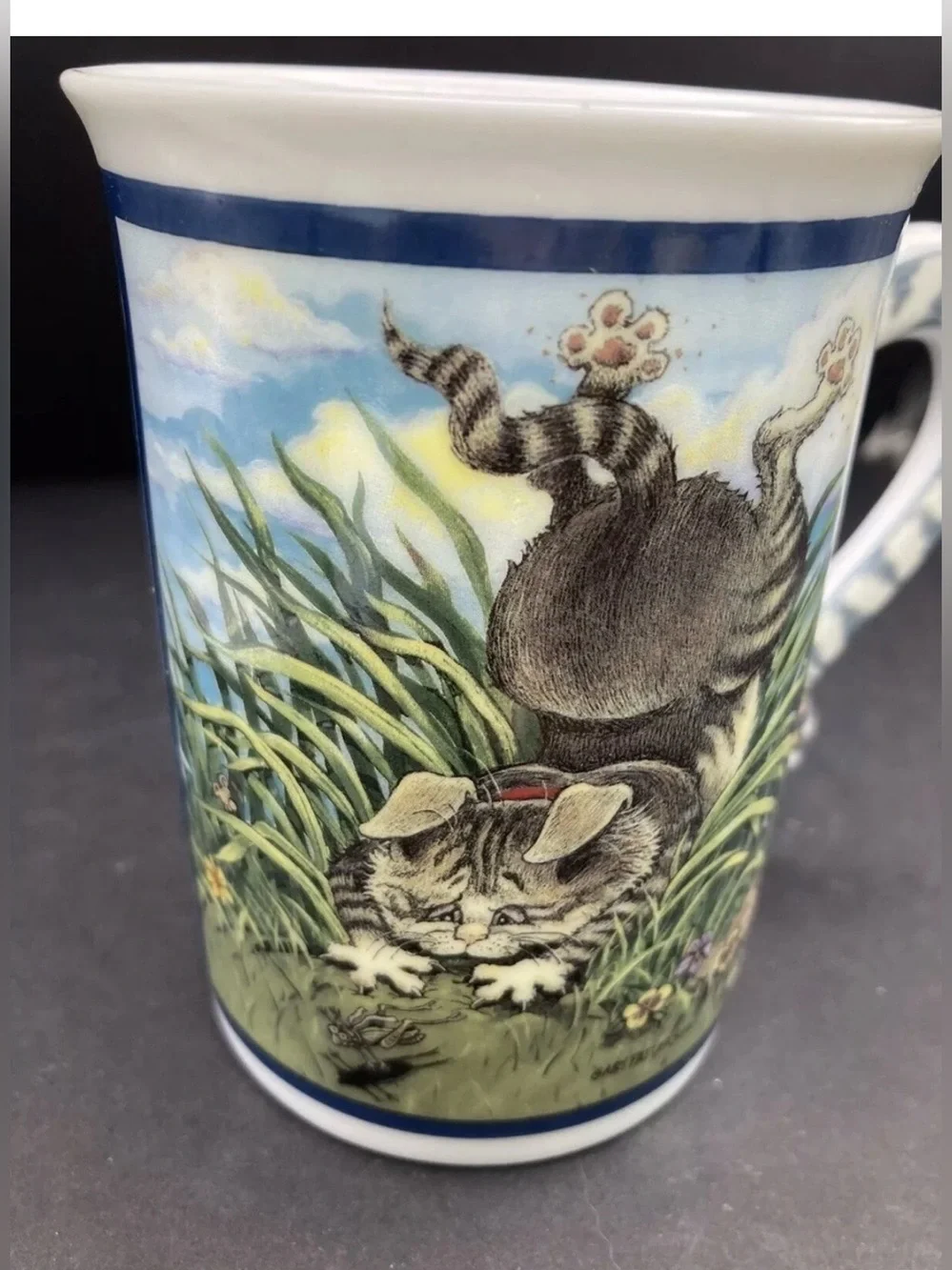 Cat Mug “ On The Prowl “ Comical Cats Porcelain Collector Mugs Gary Patterson